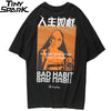 Men Hip Hop T Shirt Smoking Sister Picture Retro T-Shirt Streetwear Harajuku Tshirt Oversized Summer Black Tops Tees Cotton | Vimost Shop.