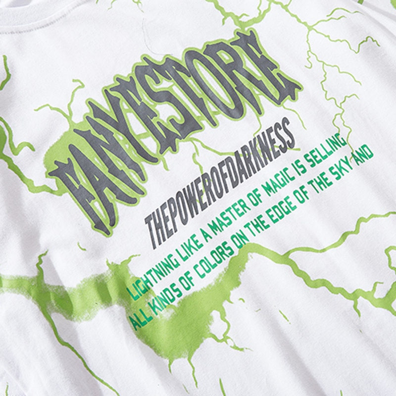 Mens Hip Hop Dark Lightning Tshirt Streetwear Summer Cotton Harajuku T-Shirts Short Sleeve Tops Tees Street Wear | Vimost Shop.