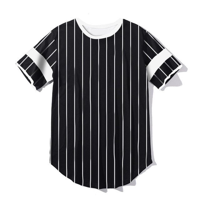 Men's 3D Short sleeve T Shirt Extended Round Sweep T-Shirt Curved Hem Long line Tops Hip Hop Urban Streetwear | Vimost Shop.