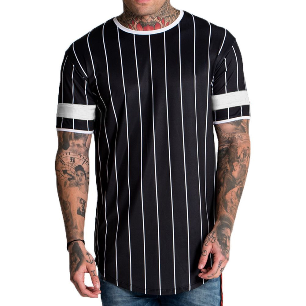 Men's 3D Short sleeve T Shirt Extended Round Sweep T-Shirt Curved Hem Long line Tops Hip Hop Urban Streetwear | Vimost Shop.
