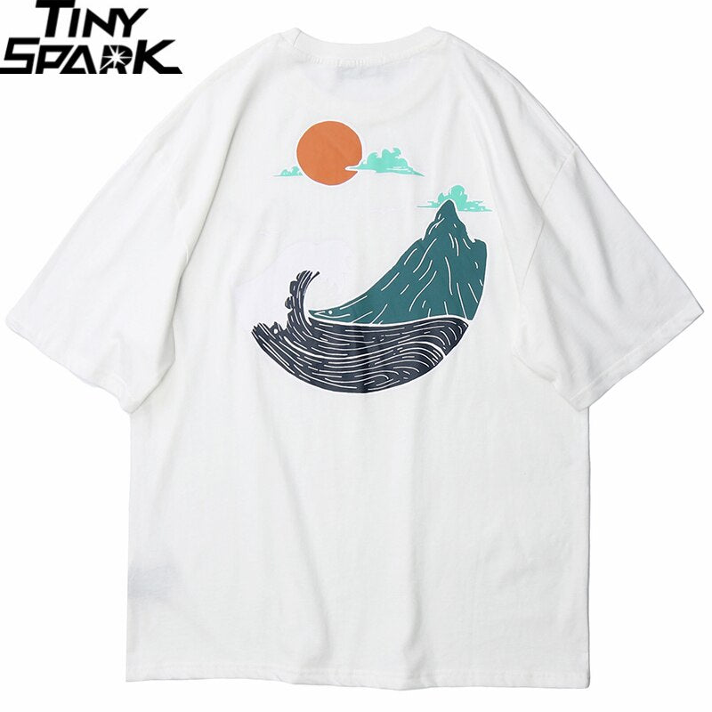 Great Wave T Shirts Hip Hop Mens Streetwear Harajuku Japanse Wave Tshirt Summer Short Sleeve T-Shirt Cotton Tops Tees Black | Vimost Shop.