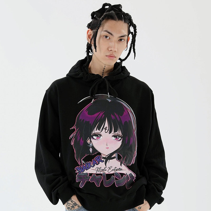 Hip Hop Hoodie Sweatshirt Streetwear Japanese Anime Girl Harajuku Hoodie Men HipHop Japan Cartoon Hoodie Pullover Loose | Vimost Shop.
