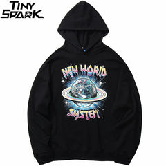 Hip Hop Streetwear Hoodies Sweatshirt New World Print Men Harajuku Pullover Hoodie Cotton Autumn Loose Sweat Shirt Black | Vimost Shop.