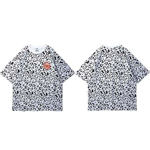 Hip Hop Streetwear Oversize T Shirt Leopard Print Harajuku Tshirt Summer Short Sleeve Tops Tee Cotton Purple Loose T-Shirt | Vimost Shop.