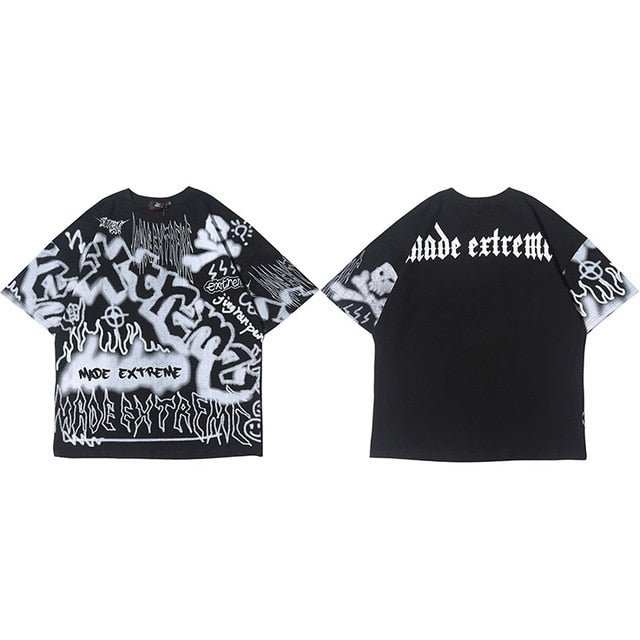 Hip Hop T Shirt Oversize Streetwear Men Graffiti Tshirt Short Sleeve Cotton Summer Harajuku T-Shirt Loose HipHop Green New | Vimost Shop.