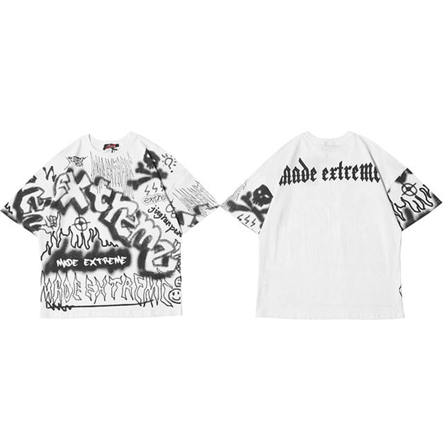 Hip Hop T Shirt Oversize Streetwear Men Graffiti Tshirt Short Sleeve Cotton Summer Harajuku T-Shirt Loose HipHop Green New | Vimost Shop.