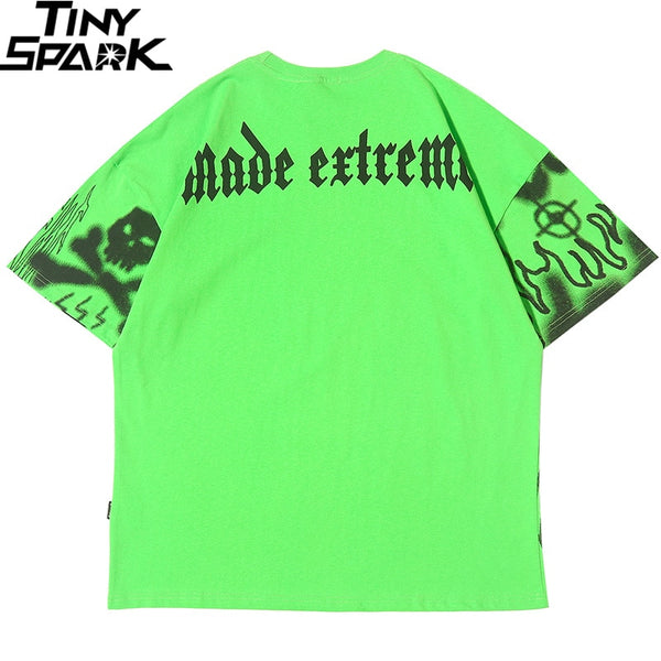 Hip Hop T Shirt Oversize Streetwear Men Graffiti Tshirt Short Sleeve Cotton Summer Harajuku T-Shirt Loose HipHop Green New | Vimost Shop.