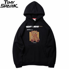 Hoodies Sweatshirt Bear Print Men Hip Hop Streetwear Winter Fleece Cotton Pullover Black Retro Hoodie Autumn Sweat Shirt | Vimost Shop.