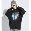 Men Hip Hop Hoodie Sweatshirt Lightning Butterfly Streetwear Hoodie Retro Vintage Washed Black Hooded Pullover Harajuku | Vimost Shop.
