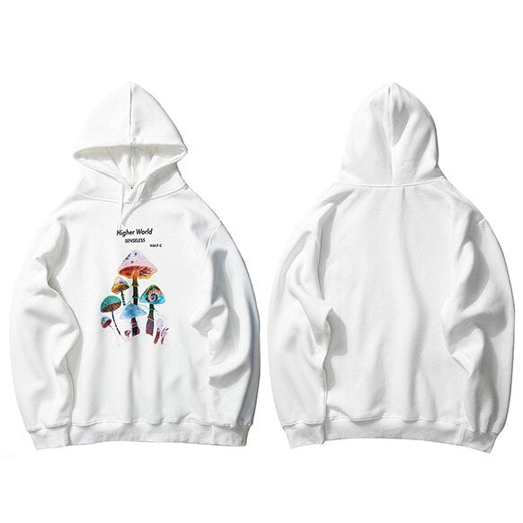 Men Hip Hop Streetwear Rainbow Mushroom Hoodie Sweatshirt Fleece Winter Harajuku Hoodie Pullover Cotton Hooded Sweatshirt | Vimost Shop.