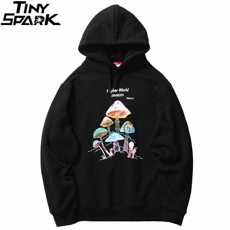 Men Hip Hop Streetwear Rainbow Mushroom Hoodie Sweatshirt Fleece Winter Harajuku Hoodie Pullover Cotton Hooded Sweatshirt | Vimost Shop.