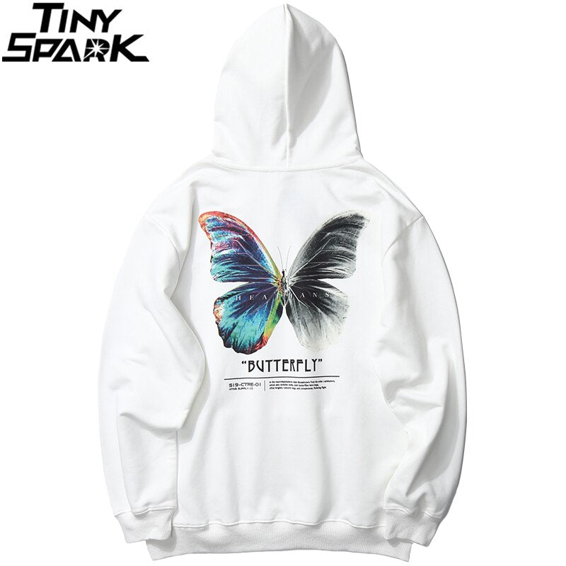 Men Hip Hop Sweatshirt Hoodie Color Butterfly Streetwear Harajuku Pullover Hoodie Cotton Fleece Winter Autumn Black Hoodie | Vimost Shop.