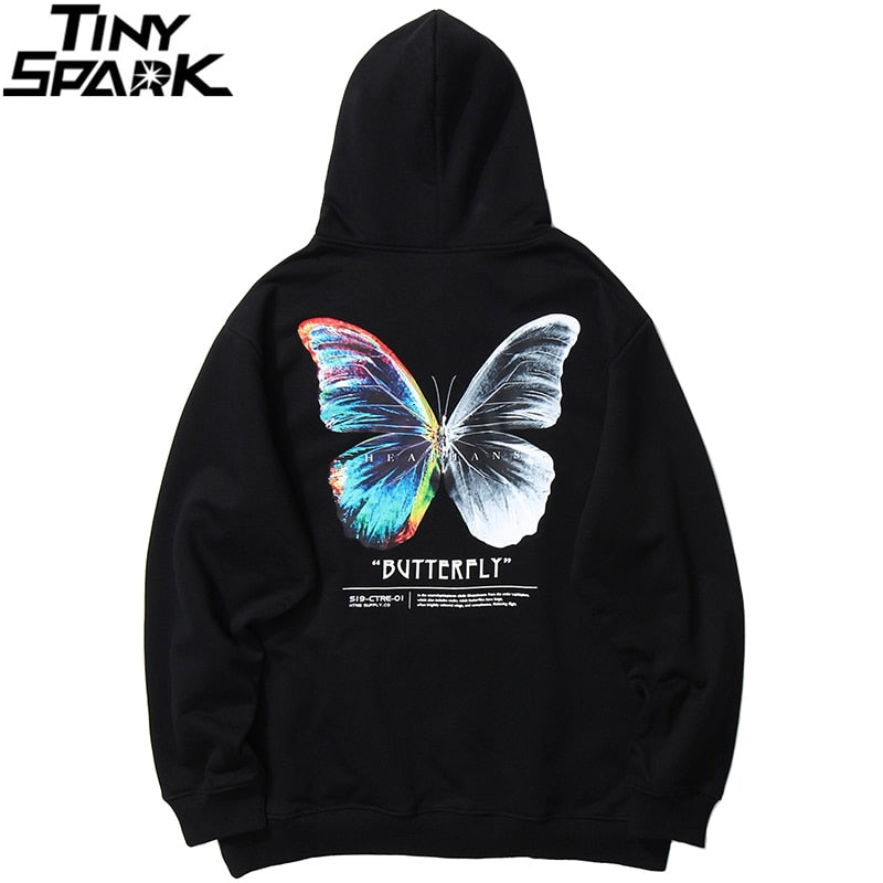 Men Hip Hop Sweatshirt Hoodie Color Butterfly Streetwear Harajuku Pullover Hoodie Cotton Fleece Winter Autumn Black Hoodie | Vimost Shop.