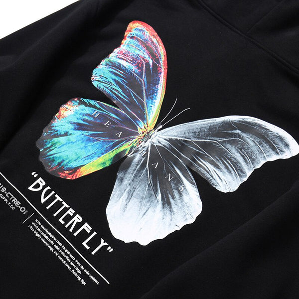 Men Hip Hop Sweatshirt Hoodie Color Butterfly Streetwear Harajuku Pullover Hoodie Cotton Fleece Winter Autumn Black Hoodie | Vimost Shop.
