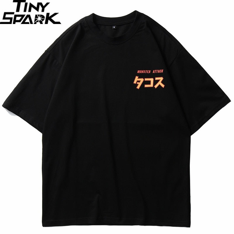 Men Hip Hop T Shirt Harajuku Japanese Monster Attack Funny T-Shirt Streetwear HipHop Cartoon Tshirt Summer Tops Tees Cotton | Vimost Shop.