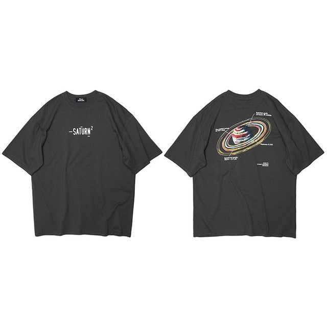 Men Hip Hop T Shirt Planet Saturn Print Streetwear Tshirt Harajuku Summer Short Sleeve T-Shirt Hiphop Cotton Tops Tees New | Vimost Shop.