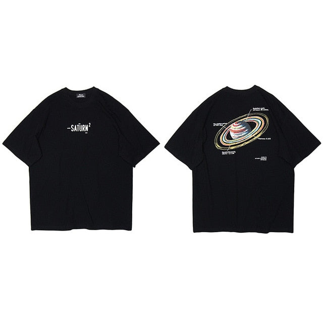 Men Hip Hop T Shirt Planet Saturn Print Streetwear Tshirt Harajuku Summer Short Sleeve T-Shirt Hiphop Cotton Tops Tees New | Vimost Shop.