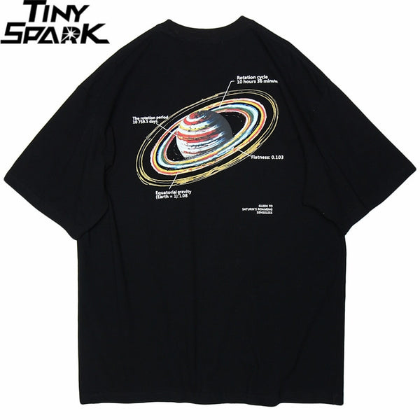 Men Hip Hop T Shirt Planet Saturn Print Streetwear Tshirt Harajuku Summer Short Sleeve T-Shirt Hiphop Cotton Tops Tees New | Vimost Shop.