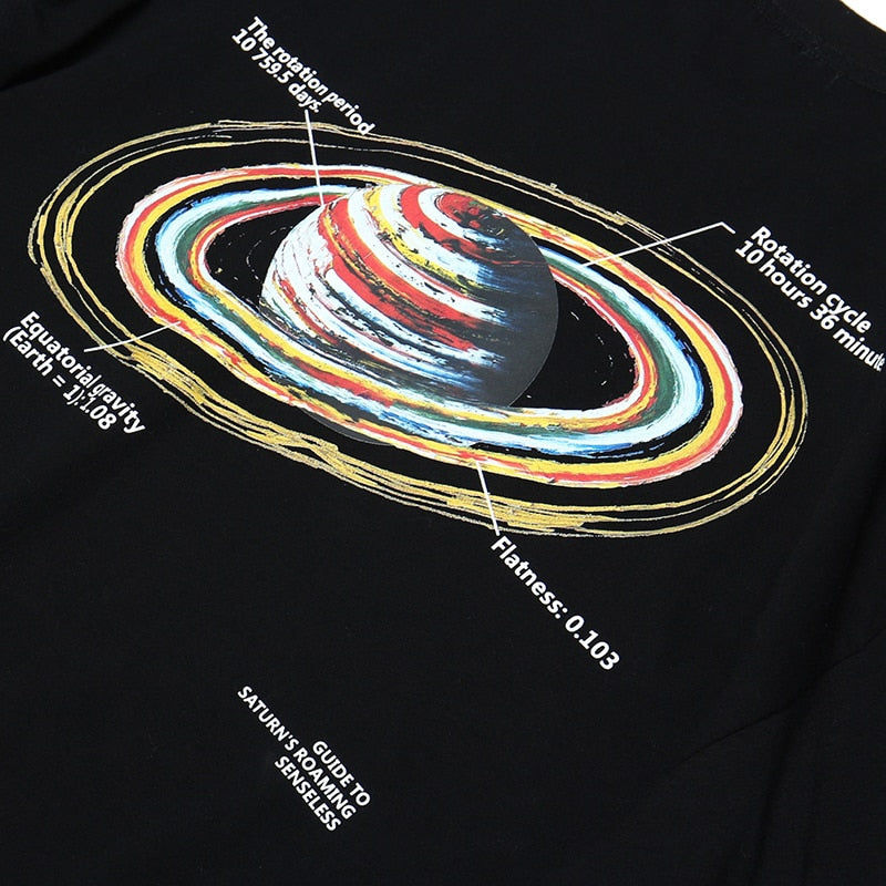 Men Hip Hop T Shirt Planet Saturn Print Streetwear Tshirt Harajuku Summer Short Sleeve T-Shirt Hiphop Cotton Tops Tees New | Vimost Shop.