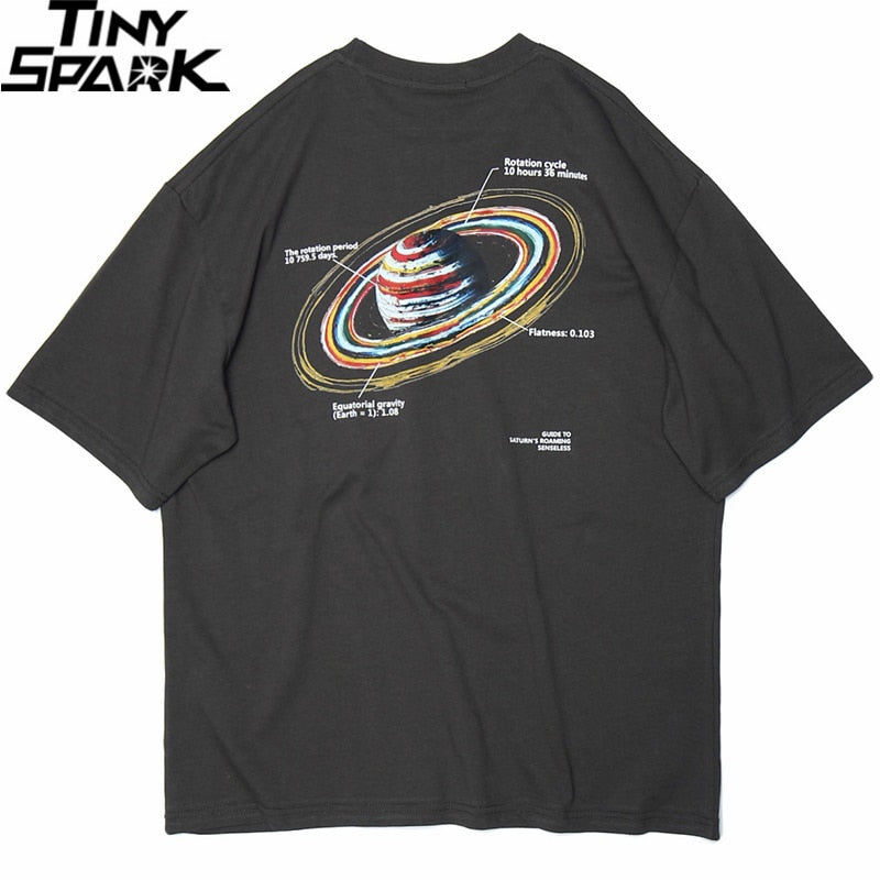 Men Hip Hop T Shirt Planet Saturn Print Streetwear Tshirt Harajuku Summer Short Sleeve T-Shirt Hiphop Cotton Tops Tees New | Vimost Shop.