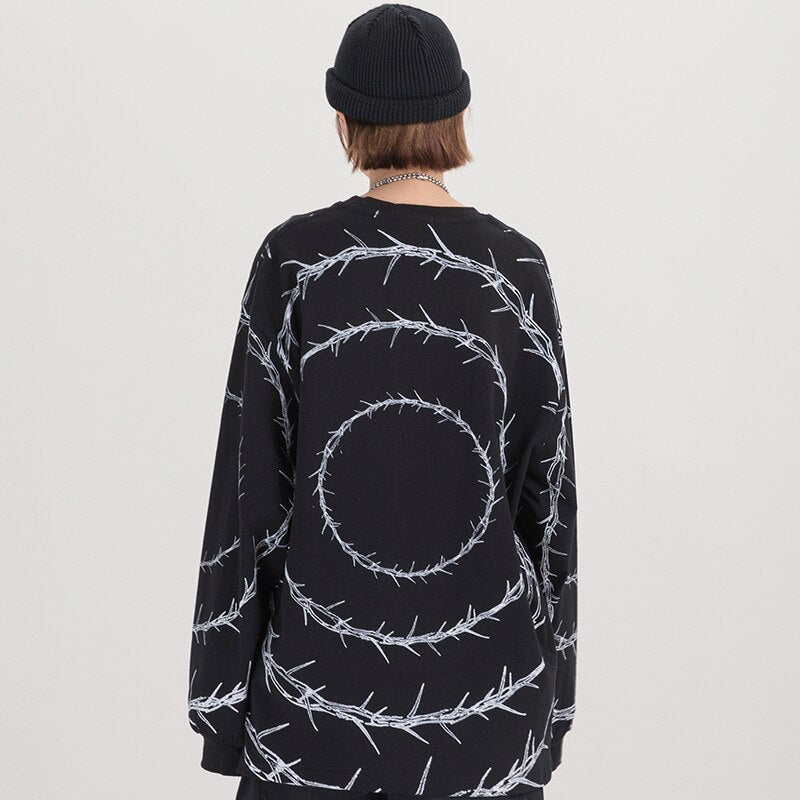 Men Hip Hop T Shirt Streetwear Angry Dog Print Harajuku Tshirt Loose HipHop Oversize T-shirt Long Sleeve Tops Tees Cotton | Vimost Shop.