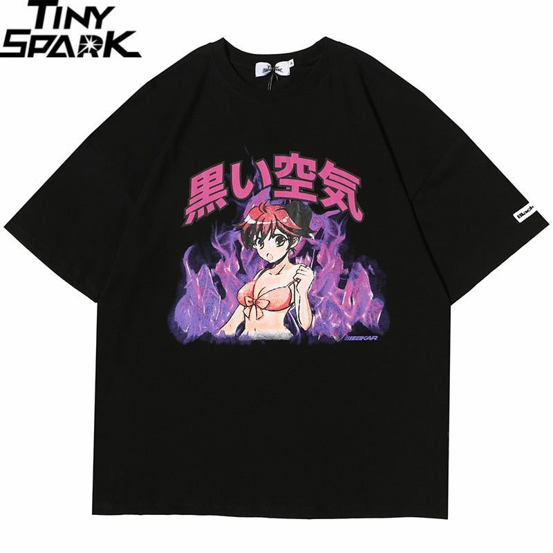 Hip Hop T Shirt Streetwear Japanese Cartoon Sexy Girl Tshirt Harajuku HipHop Oversize T-shirt Anime Cotton Tops Tees | Vimost Shop.