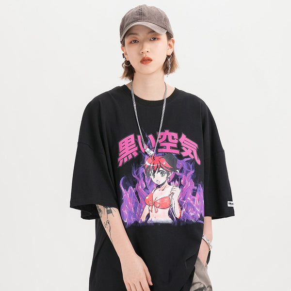 Hip Hop T Shirt Streetwear Japanese Cartoon Sexy Girl Tshirt Harajuku HipHop Oversize T-shirt Anime Cotton Tops Tees | Vimost Shop.