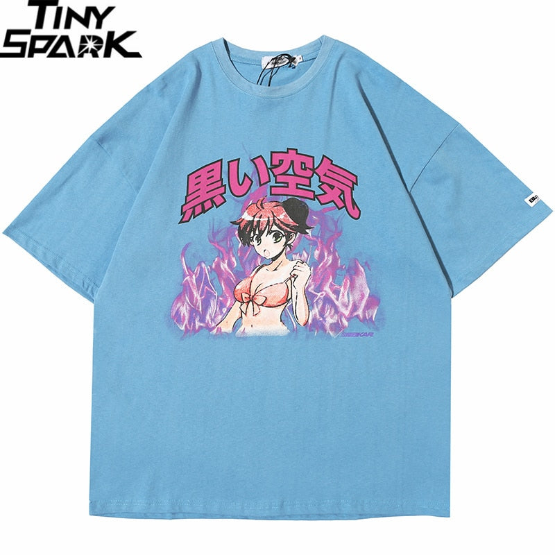 Hip Hop T Shirt Streetwear Japanese Cartoon Sexy Girl Tshirt Harajuku HipHop Oversize T-shirt Anime Cotton Tops Tees | Vimost Shop.