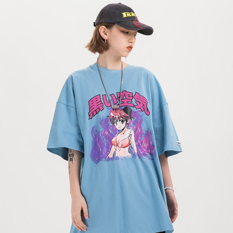 Hip Hop T Shirt Streetwear Japanese Cartoon Sexy Girl Tshirt Harajuku HipHop Oversize T-shirt Anime Cotton Tops Tees | Vimost Shop.