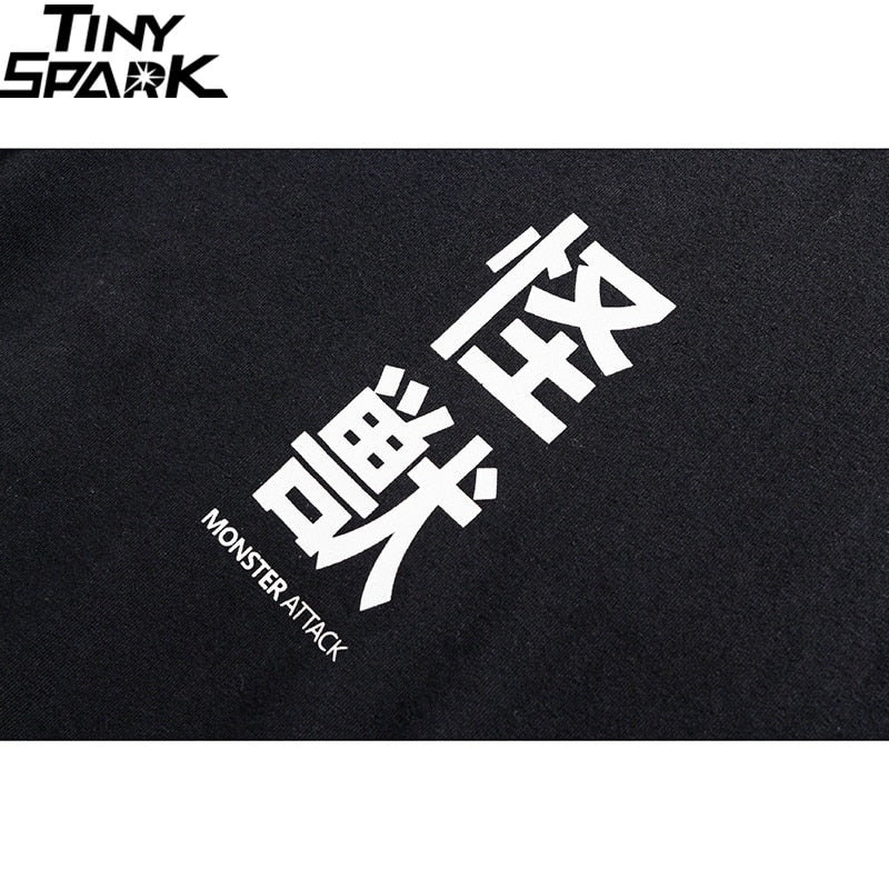 Men Hip Hop T Shirt Streetwear Monster Cat T-Shirts Harajuku Japan Style Funny Tshirt Summer Short Sleeve Cotton Tops Tees | Vimost Shop.