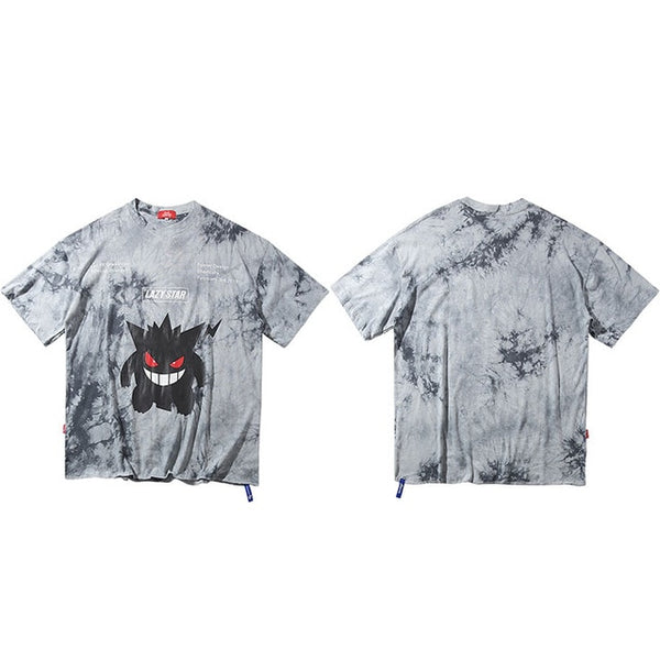 Men Hip Hop T Shirt Tie Dye Devil Print Oversize T-Shirt Streetwear HipHop Loose Tshirt Summer Short Sleeve Tops Tee Cotton | Vimost Shop.