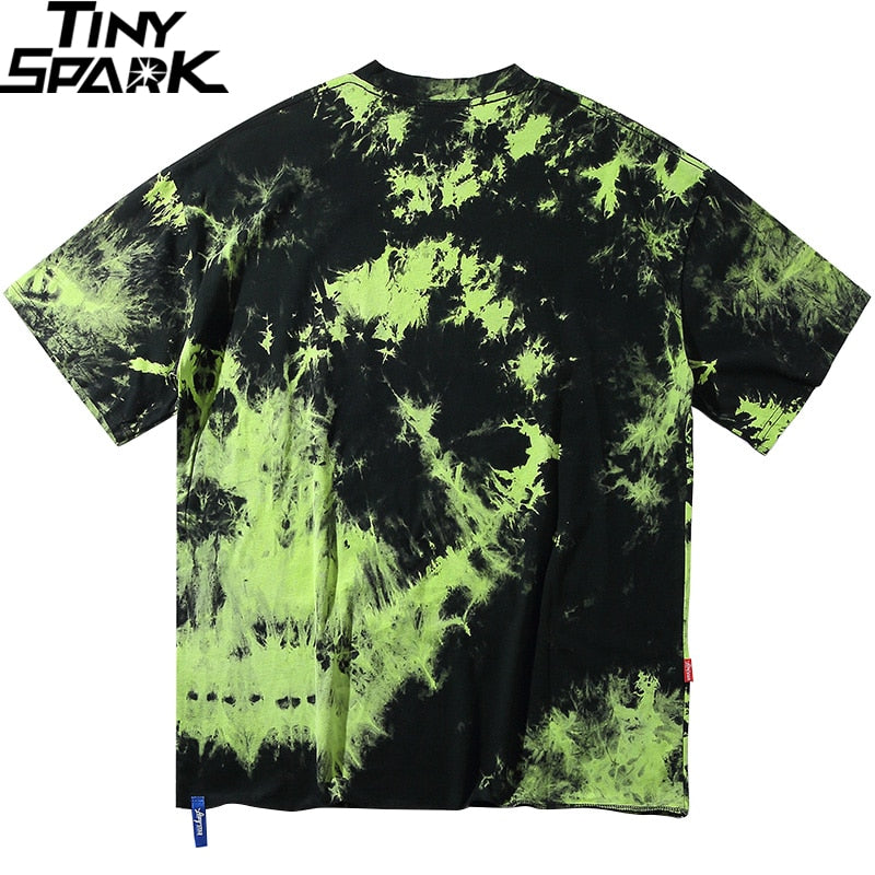 Men Hip Hop T Shirt Tie Dye Devil Print Oversize T-Shirt Streetwear HipHop Loose Tshirt Summer Short Sleeve Tops Tee Cotton | Vimost Shop.