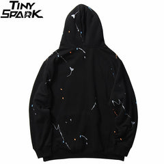 Men Streetwear Graffiti Ink Harajuku Hoodie Sweatshirt Hip Hop Loose Pullover Hoodie Cotton Winter Fleece Hooded Sweatshirt | Vimost Shop.