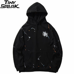 Men Streetwear Graffiti Ink Harajuku Hoodie Sweatshirt Hip Hop Loose Pullover Hoodie Cotton Winter Fleece Hooded Sweatshirt | Vimost Shop.