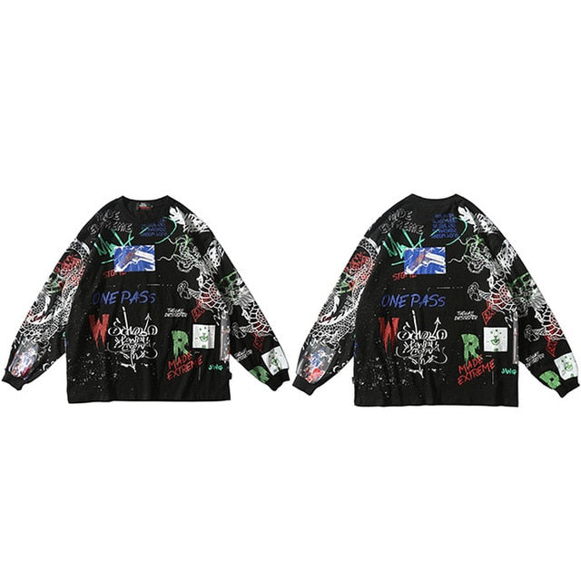 Men Streetwear Hip Hop Graffiti T Shirt Long Sleeve Harajuku Tshirt Oversized  Autumn Loose T-shirt Cotton Causal Tops Tees | Vimost Shop.