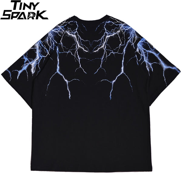Streetwear Dark Lightning T Shirt Hip Hop Men Harajuku Tshirt Short Sleeve Cotton T-Shirt Fashion Black Tops Tees HipHop | Vimost Shop.