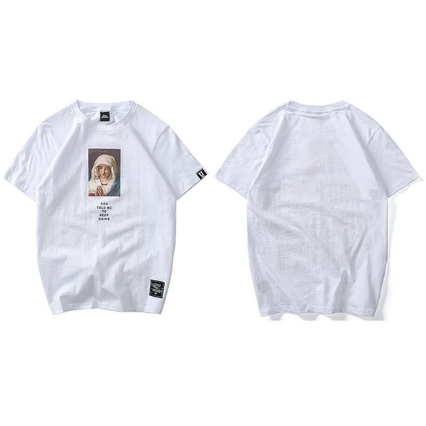 Summer Men's T Shirts Virgin Mary Printed Casual Short Sleeve T-Shirt Cotton Hip Hop Tops Tee Fashion Streetwear Tshirt New | Vimost Shop.