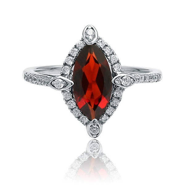 2.11Ct Marquise Natural Red Garnet Gemstone Ring 925 Sterling Silver Fine Jewelry For Women Drop Shipping - Vimost Shop