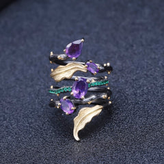 2.26Ct Natural Amethyst Gemstone Finger Ring 925 Sterling Sliver Vintage Neo-Gothic Rings For Women Fine Jewelry - Vimost Shop