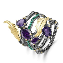 2.26Ct Natural Amethyst Gemstone Finger Ring 925 Sterling Sliver Vintage Neo-Gothic Rings For Women Fine Jewelry - Vimost Shop
