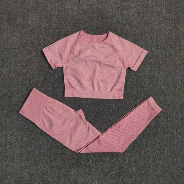 2/3/5PCS Seamless Women Yoga Set Workout Sportswear Gym Clothing Fitness Long Sleeve Crop Top High Waist Leggings Sports Suits - Vimost Shop