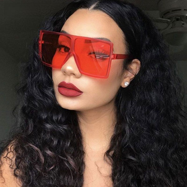 Fashion Sunglasses Women Ladies Red Fashion Oversized Square Sun Glasses Driving Shades Eyewear UV400 gafas de sol