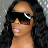 Oversized Sunglasses Women Brand Designer Vintage Shiny Black Square Sun Glasses Luxury Trend Glasses Unisex Driving