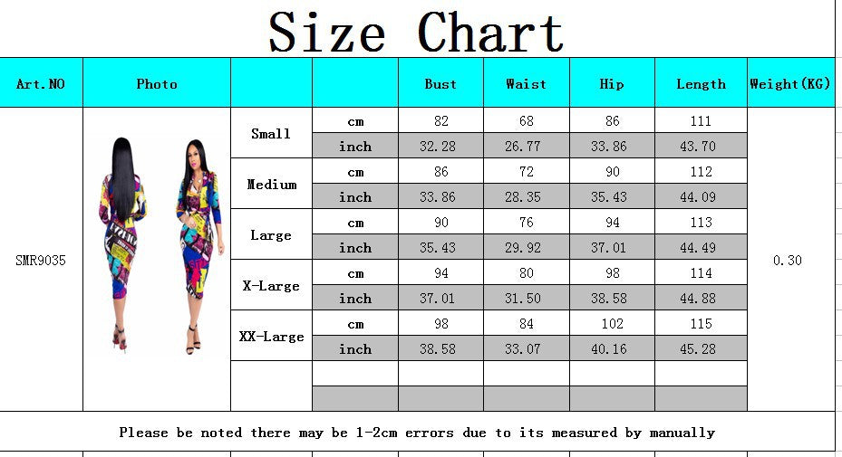 Women Autumn Winter Sexy  V Neck Long Sleeve Slim Elastic  printing Dress | Vimost Shop.