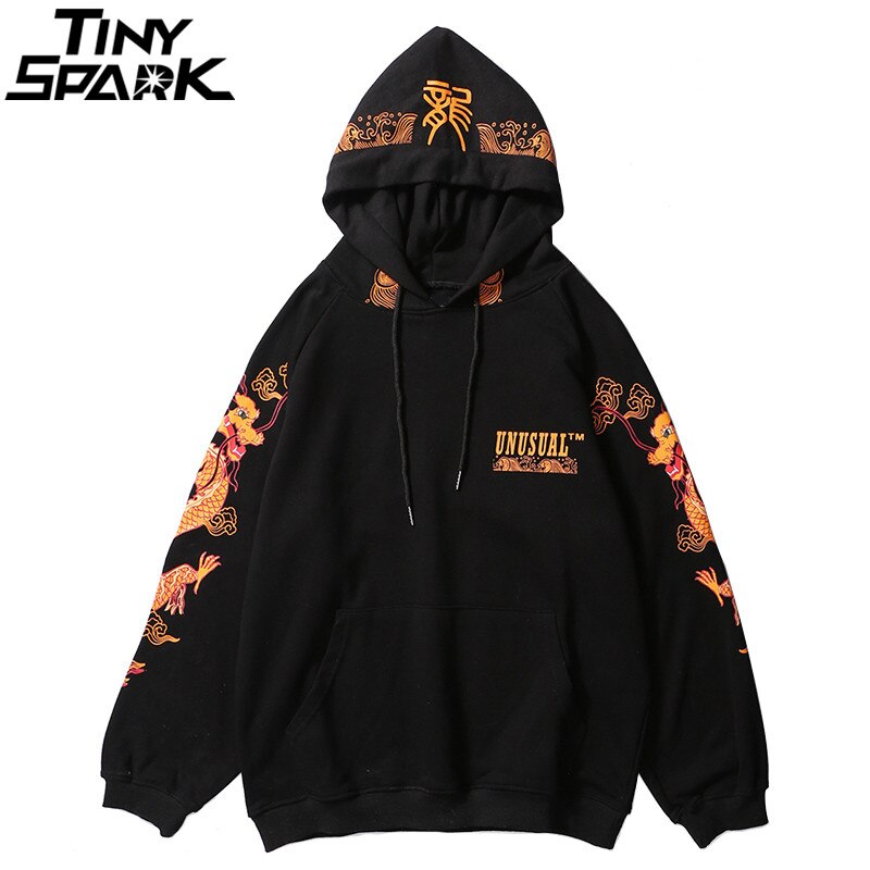 Ancient Chinese Dragon Print Fashion Hoodie Streetwear Mens Hip Hop Hoodie Sweatshirt Casual Black Pullover Cotton Autumn | Vimost Shop.