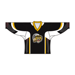 Sublimated TIGER Team Design Hockey Jersey BLACK WHITE | Vimost Shop.