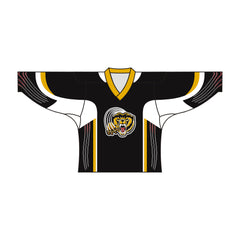 Sublimated TIGER Team Design Hockey Jersey BLACK WHITE