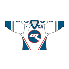 Sublimated CA Team Design Hockey Jersey Blue and White