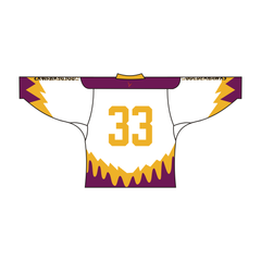 SUBLIMATED HAWKS TEAM DESIGN HOCKEY JERSEY WHITE YELLOW PURPLE | Vimost Shop.