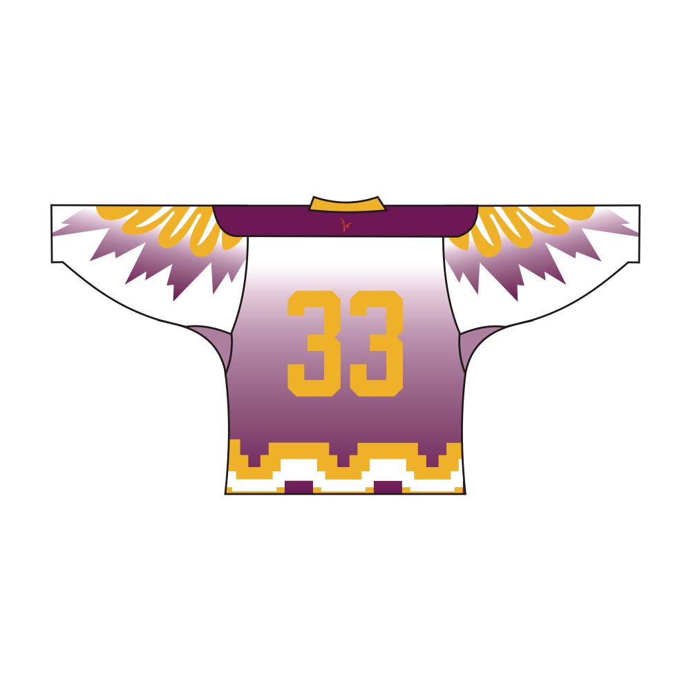 SUBLIMATED HAWKS TEAM DESIGN HOCKEY JERSEY WHITE YELLOW PURPLE | Vimost Shop.